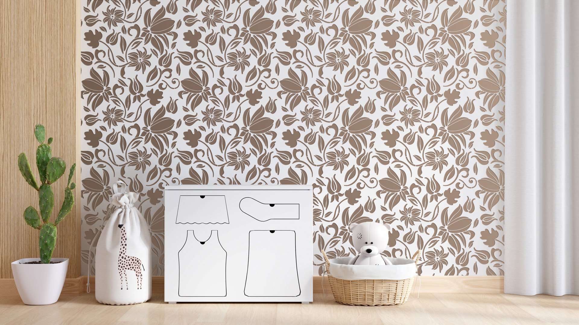 Set Di 16 Stencil Per Pareti Talavera 20x20 Cm - Riutilizzabili Con Gancio, Per Mobili, Pavimenti E Tele - 2